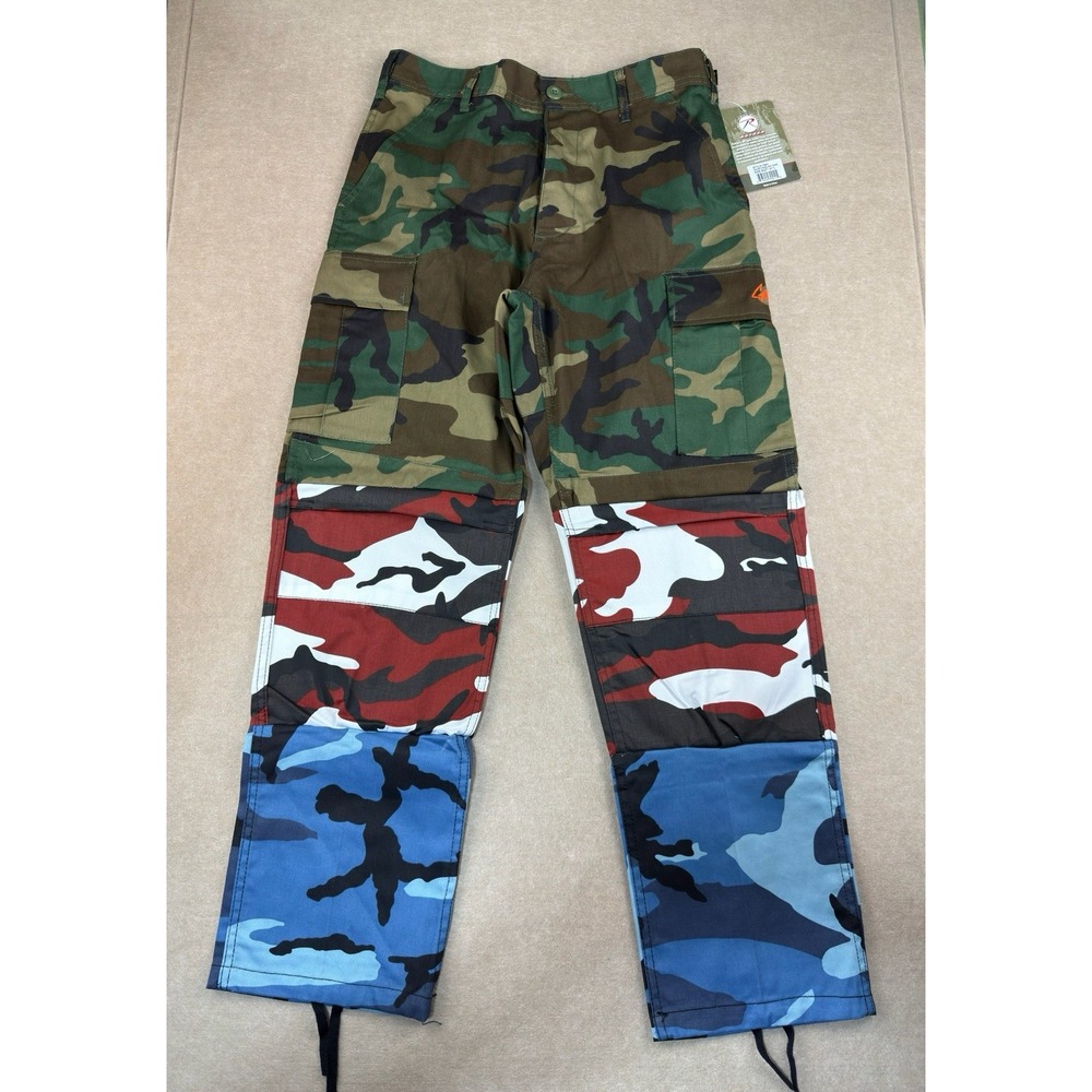 Rothco‎ Gnarcotic Pants Men Size S 27-31 Woodland Camo Patchwork Cargo BDU